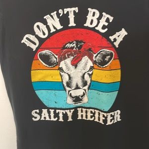 Lost Creek outfitters medium black t shirt don’t be a salty heifer humor funny